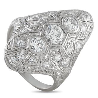 Luxury Bazaar Platinum 1.40 ct Diamond Antique Dinner Ring MF20-051826