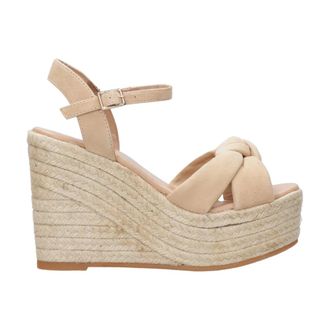 Espadrilles Wedges, female, Brown, Size: 11 US Camel Sandals with Knotted Bands