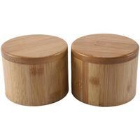 OEM Caja De Almacenamiento De Madera Para Sal De 2 Piezas, Caja De Almacenamiento De Bamb&uacute; Con Tapa Giratoria Magn&eacute;tica, Contenedor De Cocina - Crezuo