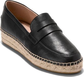 Cole Haan Livvy Espadrille Penny Loafer in Black Leather at Nordstrom Rack, Size 8.5