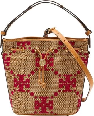 Tory Burch T Monogram Tas - Dames - Schoudertassen - Beige - ONE Size - Polyester - Tassen