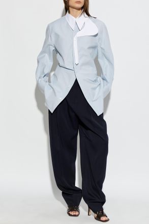 Bottega Veneta Shirt With Detachable Panel, Womens, Light Blue