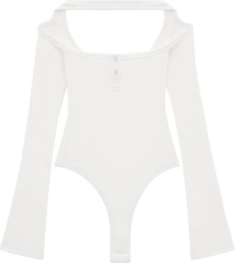 Courrèges cut-out ribbed bodysuit - women - Elastane/Cotton - M - White