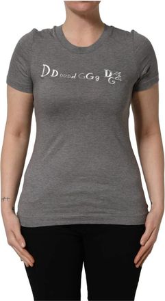 Dolce & Gabbana T-shirt met ronde hals en korte mouwen - Dames - T-shirts - Grijs - 2XS - Katoen - Tops