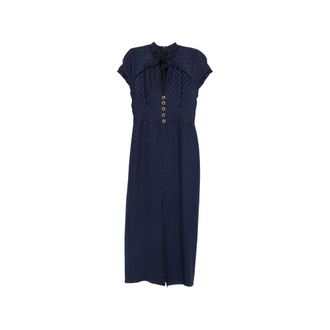 Alessandra Rich Star-print Tie-neck Midi Dress