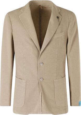 Santaniello Gabardina Monopetto in Ice Cotton - Heren - Blazers - Bruin - L - Katoen - Jassen
