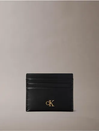 Calvin Klein Womens Hardware Monogram Card Case - Black