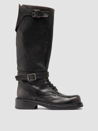 Officine Creative Dakota 003 Leather Military Boots in Black at Nordstrom, Size 38.5