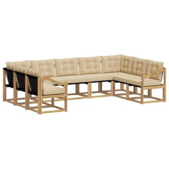 vidaXL Conjunto De Sof&aacute;s De Exterior Con Coj&iacute;n 9 Pcs Y Beige Vidaxl