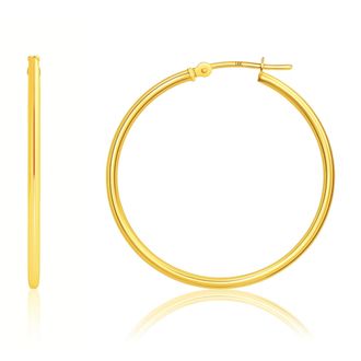 MAX + STONE Solid 10k or 14k Gold 2mm Thick Tube Hoop Earrings 12MM to 50MM