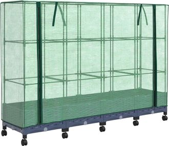 vidaXL Maceta De Jard&iacute;n Con Cubierta De Invernadero Y Ruedas 4 Uds. Pp Vidaxl