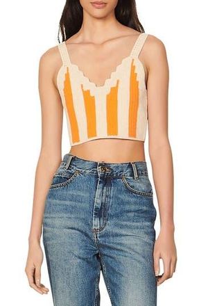 Sandro Nohan Stripe Crop Tank Top in Beige/Orange at Nordstrom Rack, Size 4 (Fits Like 10 Us)