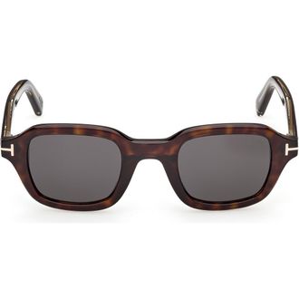 Tom Ford 46mm Small Square Sunglasses in Havana Yellow Gold /Smoke at Nordstrom