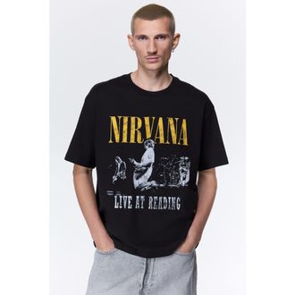 H&M Loose Fit T-shirt in Black/nirvana at Nordstrom, Size Medium
