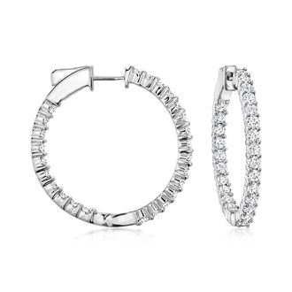 Ross-Simons Diamond Inside-Outside Hoop Earrings in Sterling Silver
