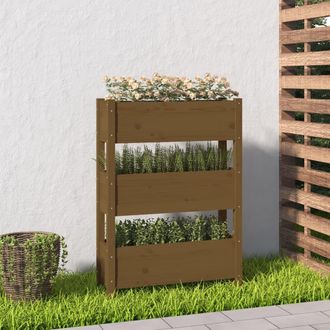 vidaXL Vidaxl - Jardinera De Madera Maciza De Pino Marr&oacute;n Miel 77x25x104,5 Cm