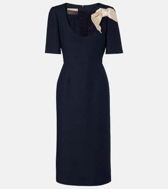 Valentino Crepe Couture bow-detail lace-trimmed midi dress