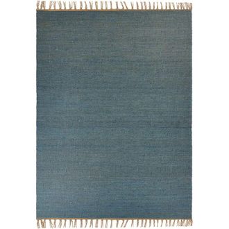 Beliani Beliani - Alfombra De Yute Azul Turquesa Marr&oacute;n 160 X 230 Cm Hecho A Mano Borlas Lunia