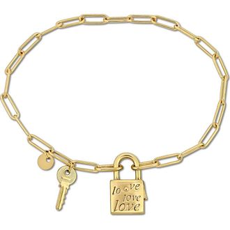 Delmar Lock & Key Love Paperclip Link Bracelet in Gold at Nordstrom Rack