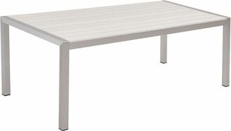 Beliani Tavolo da Pranzo Struttura in Alluminio Anodizzato Bianco per 6 Persone 180 x 90 cm Vernio