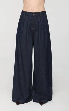 Pistola Denim Delphine Pleated Denim Wide Leg Jeans In Force