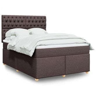 vidaXL Vidaxl - Cama Box Spring Con Colch&oacute;n Tela Marr&oacute;n Oscuro 140x190 Cm