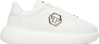 Philipp Plein logo-plaque flat sneakers - Bianco
