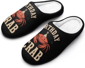 Generic Birthday Crab Owner Mens Slippers House Slipper Anti-skid Sole Indoor Shoes Outdoor Comfort Cotton