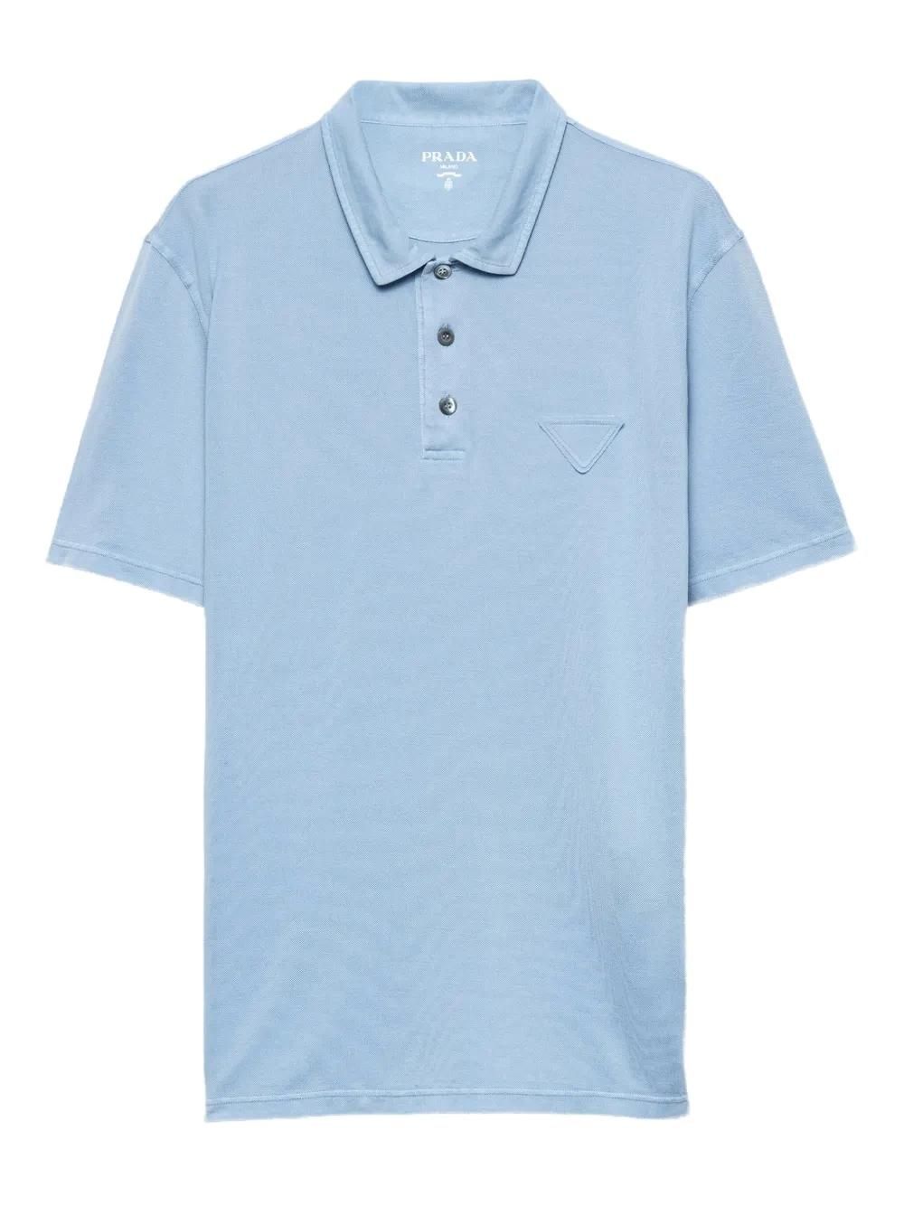 Prada triangle logo polo shirt - men - Cotton - S - Blue from