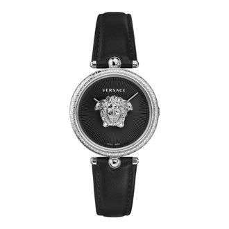 Versace Palazzo 34Mm - Dames - Horloges - Zwart - ONE Size - Leer - Accessoires