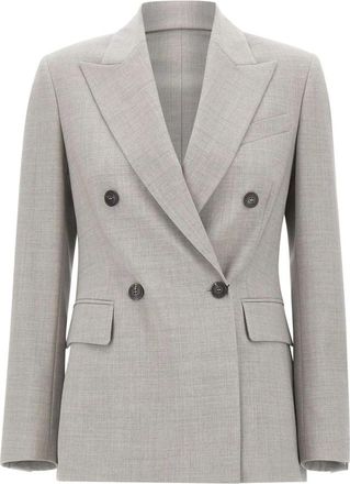 Eleventy Dubbelrijige wollen blazer - Dames - Blazers - Grijs - XS - Wol - Jassen