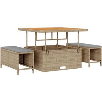 vidaXL Conjunto De Comedor De Jard&iacute;n 3 Pcs Beige Polirat&aacute;n Vidaxl