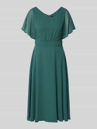 Vera Mont Knielanges Cocktailkleid mit Rundhalsausschnitt in Dunkelgruen, Gr&ouml;&szlig;e 38
