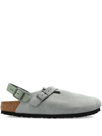 Birkenstock buckle strap suede mules - Grigio