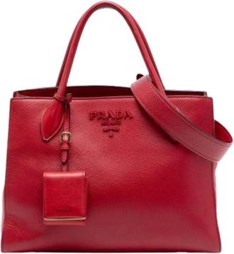 Prada Pre-owned Handbags, female, Red, Size: ONE SIZE Pre-owned Vintage Satchel