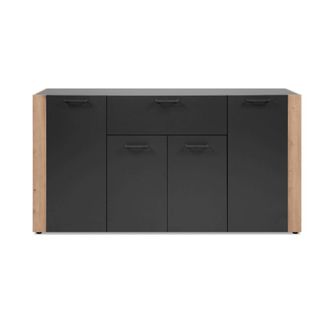 Calicosy Aparador de 4 puertas, 1 caj&oacute;n efecto gris y roble L162 cm