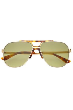 Freyrs Eyewear Logan Aviator Sunglasses in Gold /Green at Nordstrom