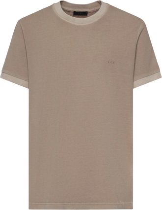 Fay Piquet Rib T-Shirt - Heren - T-shirts - Beige - S - Katoen - Tops