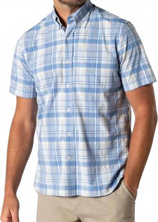 Duck Head Marina Plaid Short Sleeve Sport Shirt In Light Blue
