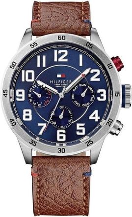 Tommy Hilfiger Trent Horloge - Heren - Horloges - Grijs - ONE Size - Leer - Accessoires