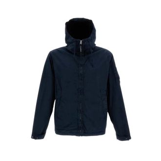 C.P. Company Light Jackets, male, Blue, Size: XL Micro-Reps Hooded Lens Jacket