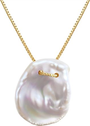 Valero Pearls Womens Necklace with pendant sterling silver yellow gold freshwater cultured pearl white - Size 45cm