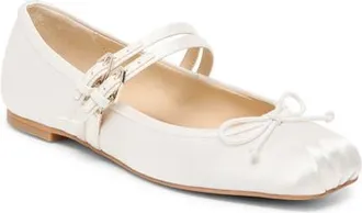 Dolce Vita Gibsen Mary Jane Flat in True White Satin at Nordstrom, Size 6.5