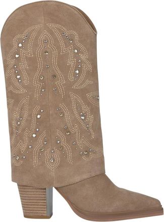 Alma En Pena Geborduurde gamaschen laars - Dames - Cowboylaarzen - Beige - 40 EU - Schoenen