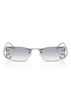 Prada 52mm Gradient Rectangular Sunglasses in Argento Nouveau /Clear Grey at Nordstrom