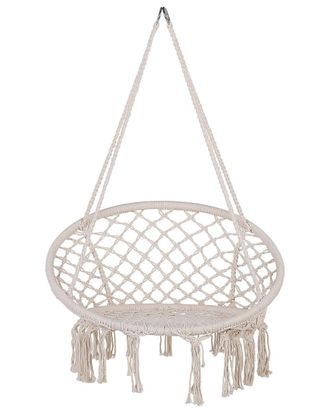 Beliani Sill&oacute;n colgante algod&oacute;n blanco