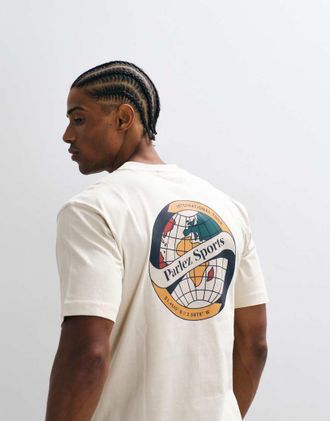 Parlez Clothing T-shirt con stampa grafica sul retro in ecru-Neutro