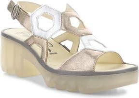 FLY London Tewa Strappy Platform Sandal in Sahara/Silver at Nordstrom Rack, Size 10-10.5Us / 41Eu