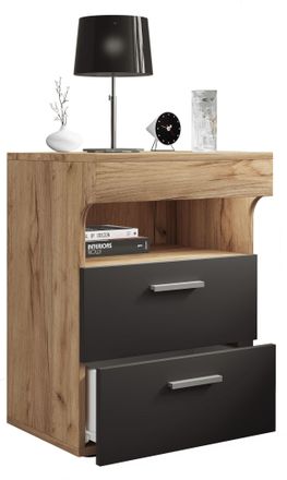 ebuy24 Mueble De Noche Vcm Mesita De Noche Con Dos Cajones Mesita De Noche Dimensiones Aprox. Al. 61 X An. 45 X T. 39 Cm - Slepal L (roble De Miel / Antracit