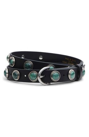 Rag & Bone Celia Studded Stone Leather Belt in Black at Nordstrom, Size X-Small